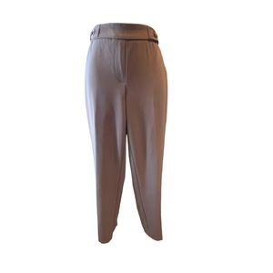 Zac And Rachel Trousers Taupe Crepe Like Fabric Gold Accented Self Belt New  8